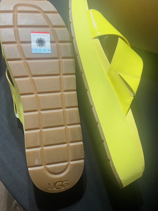 UGG Shoes - UGG Neon Yellow Platform Crossover Slide